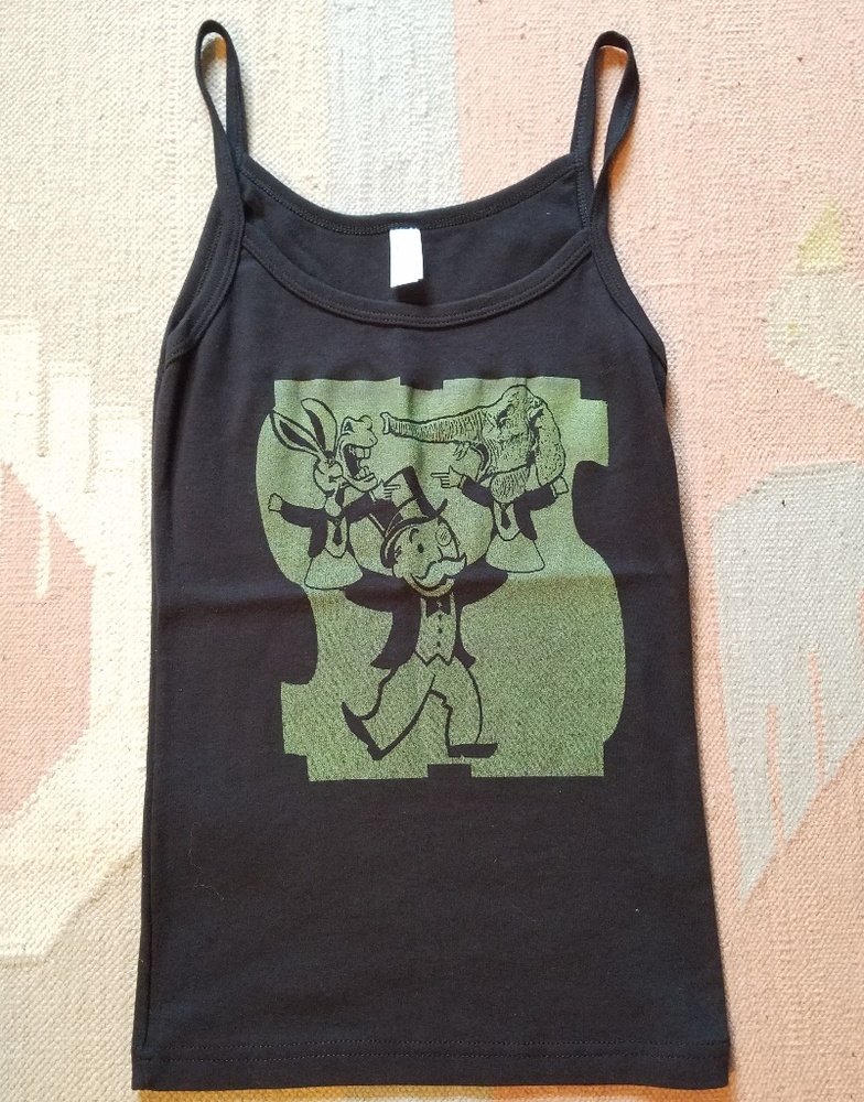 Political glow in the dark tank top Women's Size S spaghetti straps Black